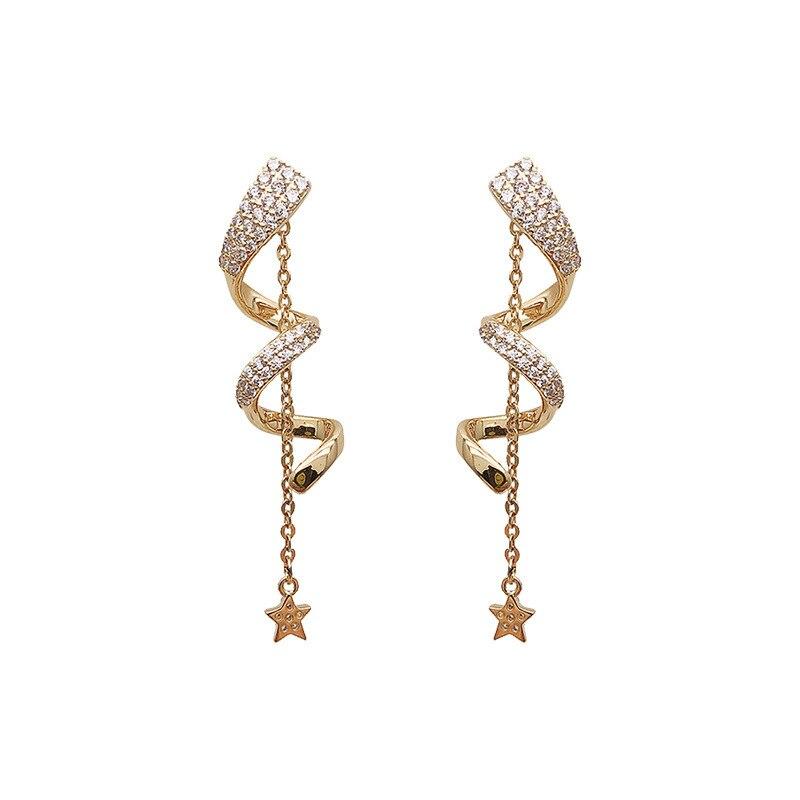 Twisted Long Tassel Earrings Women Sparkle Drop Earring