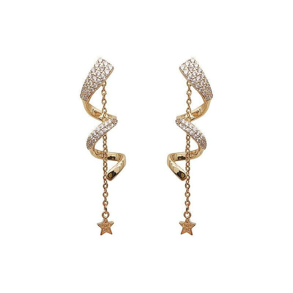 Twisted Long Tassel Earrings Women Sparkle Drop Earring