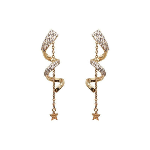 Twisted Long Tassel Earrings Women Sparkle Drop Earring