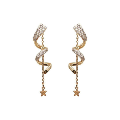 Twisted Long Tassel Earrings Women Sparkle Drop Earring