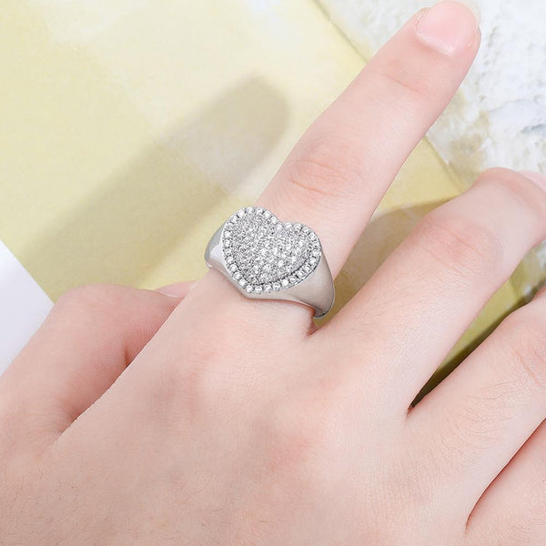 Heart CZ Diamond Iced Out Ring