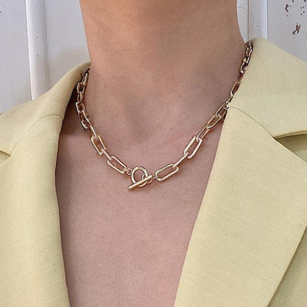 Trendy Chain Choker Necklace Silver Gold
