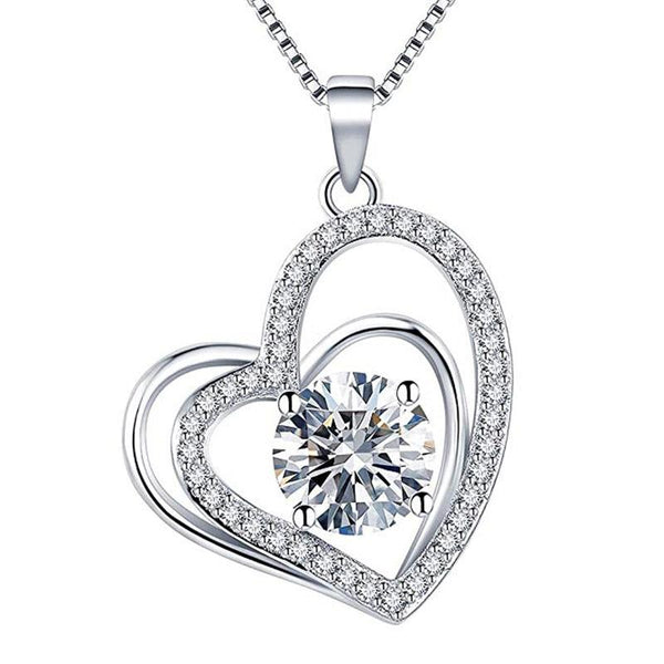 Fashion MOM Heart Shape Inlaid Crystal Pendant Necklace Mother's Day Gift High Quality Jewelry