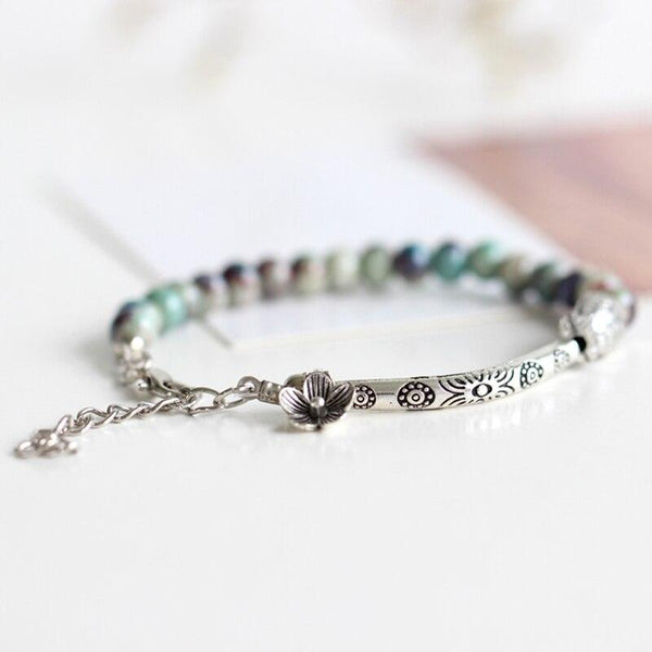 Silver Beaded Fish Bracelet