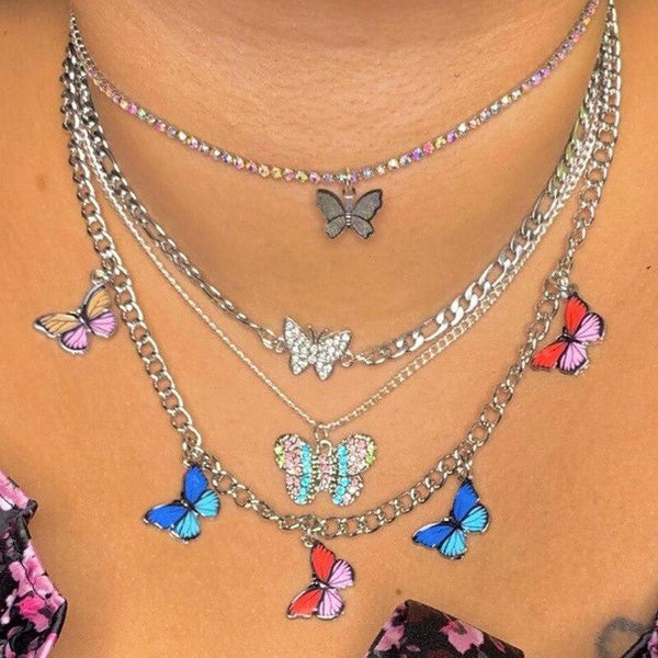 Bling Butterfly Chain Necklace