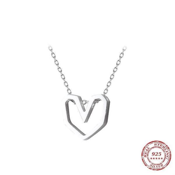 Rose Gold Color Geometric Heart Choker Necklace Charm Sexy 100% 925 Sterling Silver Pendant For Women Party Jewelry Gift