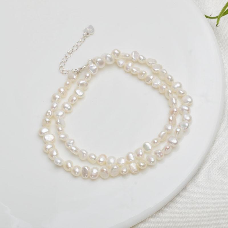 Women wedding 925 Silver Baroque pearl Jewelry Natural Freshwater Pearl Choker Necklace Clasp 2021 trend
