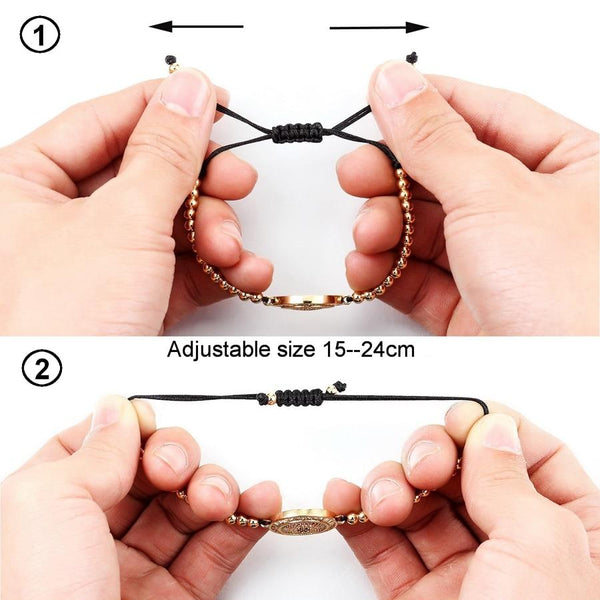 Luxury Handmade Beaded Heart CZ Diamond Couple Bracelet Wedding Gift