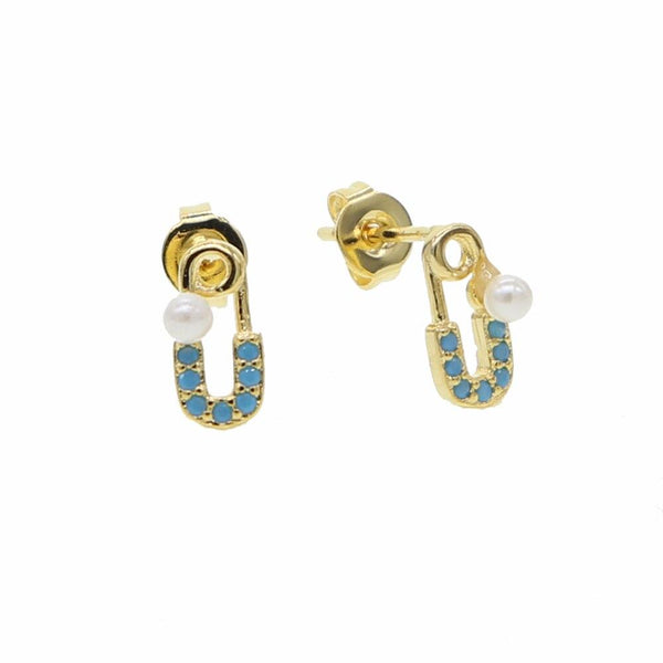 CZ Pin Earring New Design Lady Gift Gold Filled Simple Multi Piercing Jewelry A pair