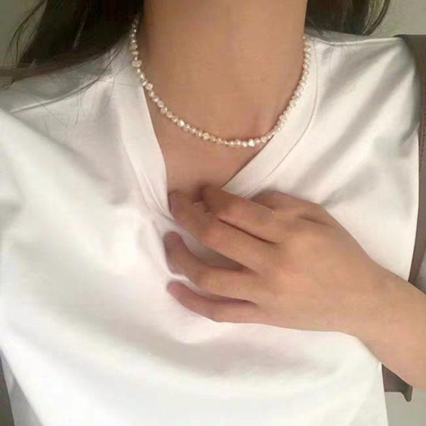 Women wedding 925 Silver Baroque pearl Jewelry Natural Freshwater Pearl Choker Necklace Clasp 2021 trend