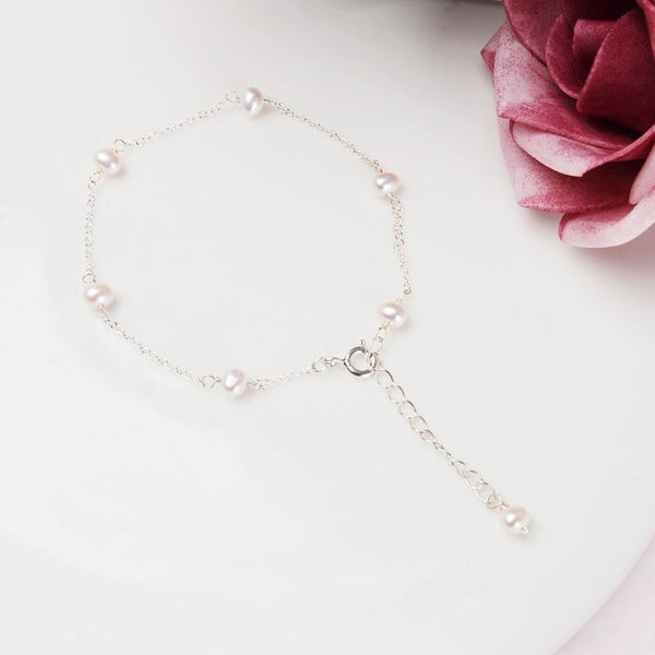 Real 925 sterling silver Chain Bracelet for Girls Women 4-5mm Mini Natural Freshwater Pearls Jewelry Gift