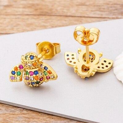 New Fashion Angel Wings CZ Diamond Stud Earrings