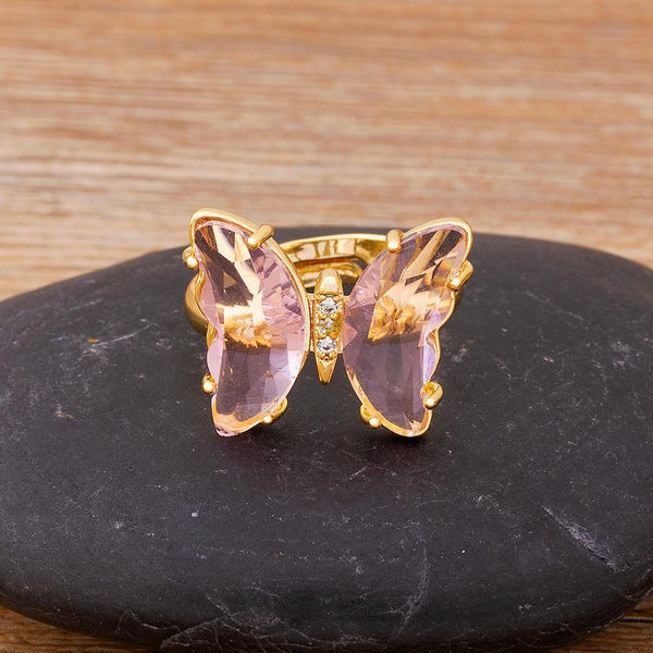 New Clear Crystal Adjustable Butterfly Ring