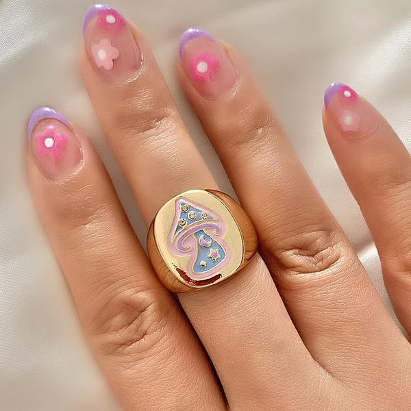 Y2K Jennie Charms Smiley Heart Flower Rings 90s aesthetic - 30% OFF Buy 2 or More No Code Required