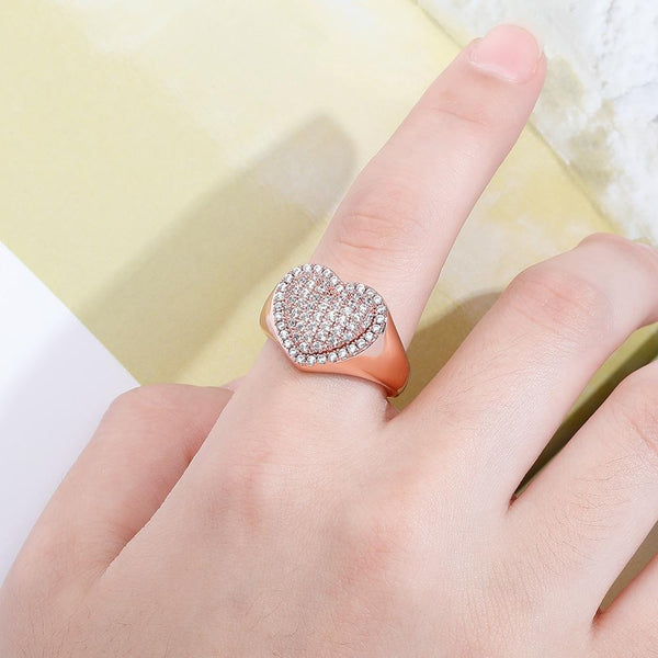 Heart CZ Diamond Iced Out Ring