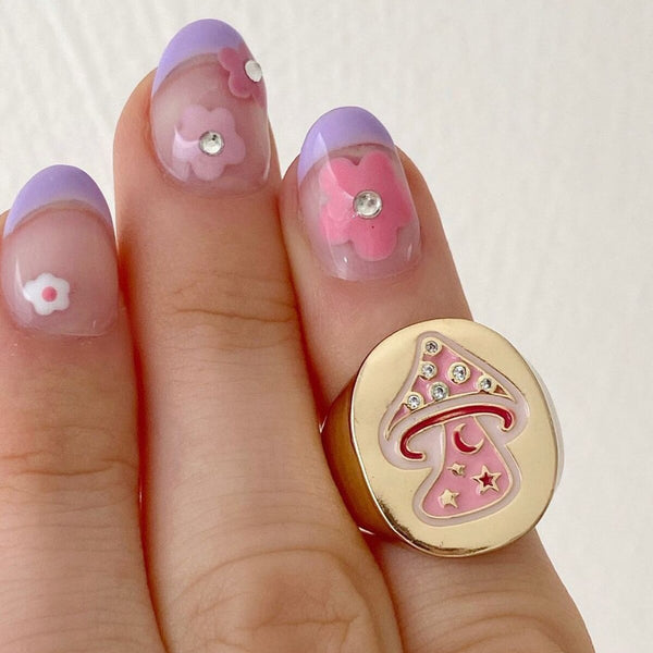 Y2K Jennie Charms Smiley Heart Flower Rings 90s aesthetic - 30% OFF Buy 2 or More No Code Required