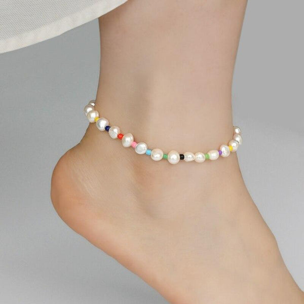 Natural freshwater pearl anklet Charm Anklet for Women Foot Bracelet Jewelry Minimalist Jewelry