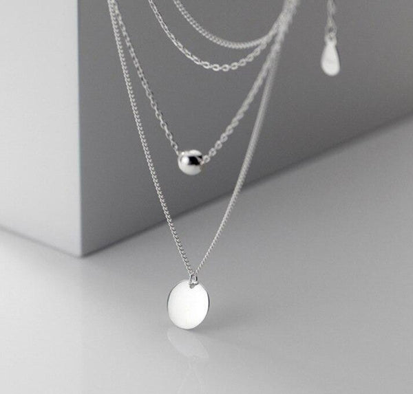Minimalist Design Beads Ball Coin 925 Sterling Silver Pendant for Women Girl Layered Basic Chain Necklace Fine Jewelry