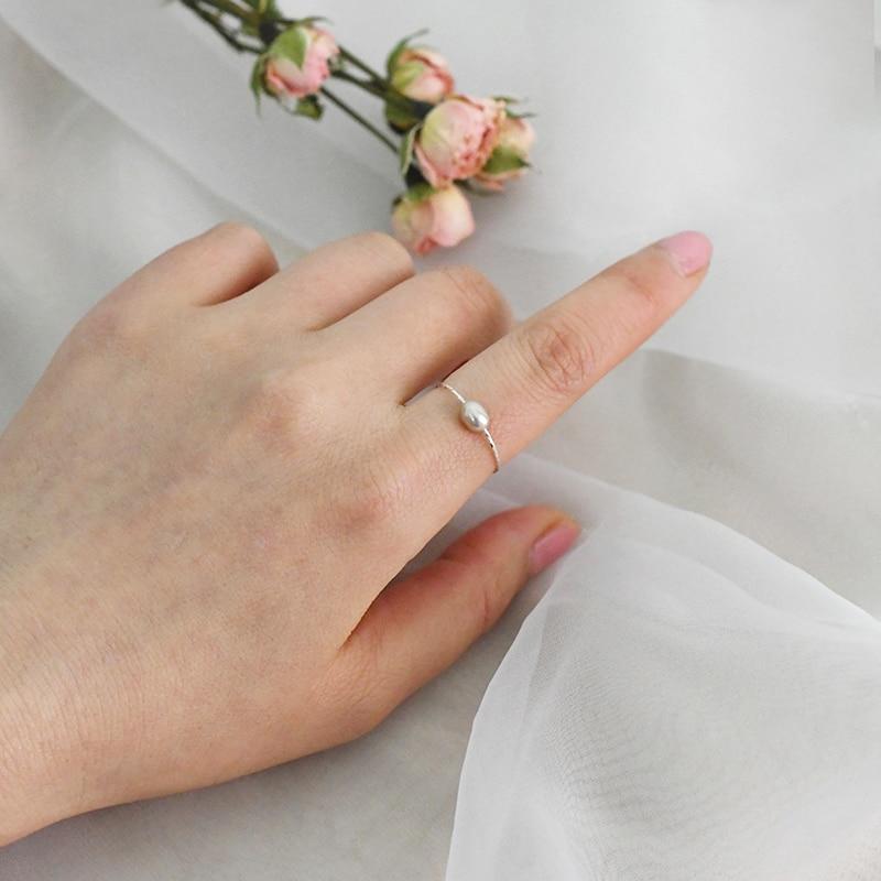 Natural Freshwater Pearl ring for women 925 Sterling Silver Jewelry for girls simple Vintage 2021 new