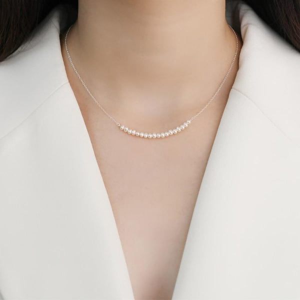 925 Sterling Silver Smile Necklace Natural Freshwater Pearl Jewelry for Fashion women