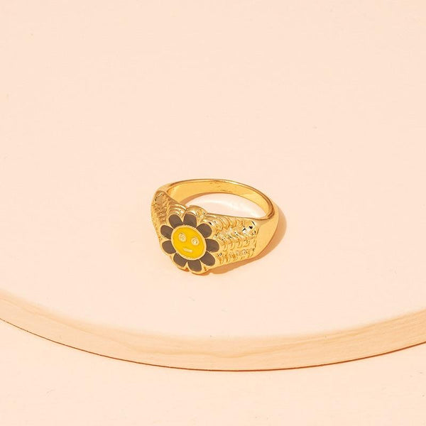 Y2K Jennie Charms Smiley Heart Flower Rings 90s aesthetic - 30% OFF Buy 2 or More No Code Required