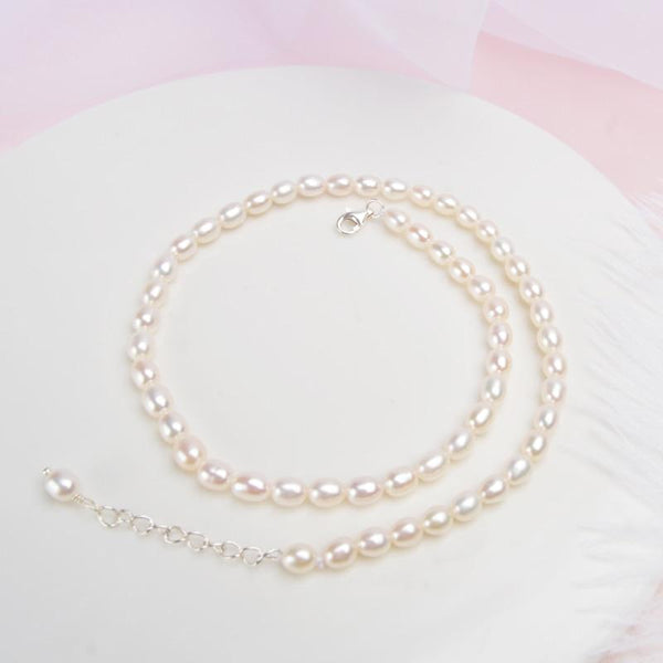 Real MiNi Natural Freshwater Pearl Necklace 925 Sterling Silver Jewelry for Kid Children Girl Lovely Gift for The New Year