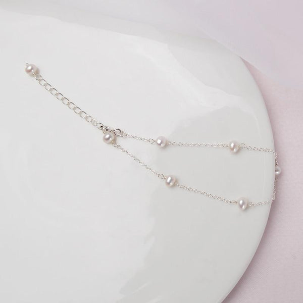 Real 925 sterling silver Chain Bracelet for Girls Women 4-5mm Mini Natural Freshwater Pearls Jewelry Gift