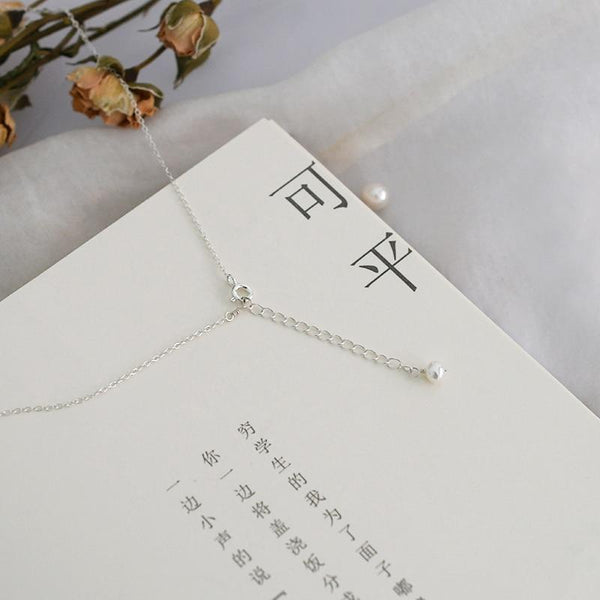 Natural Freshwater Pearl Necklace 100% Genuine 925 Sterling Silver Chain Jewelry for girls women new fashion