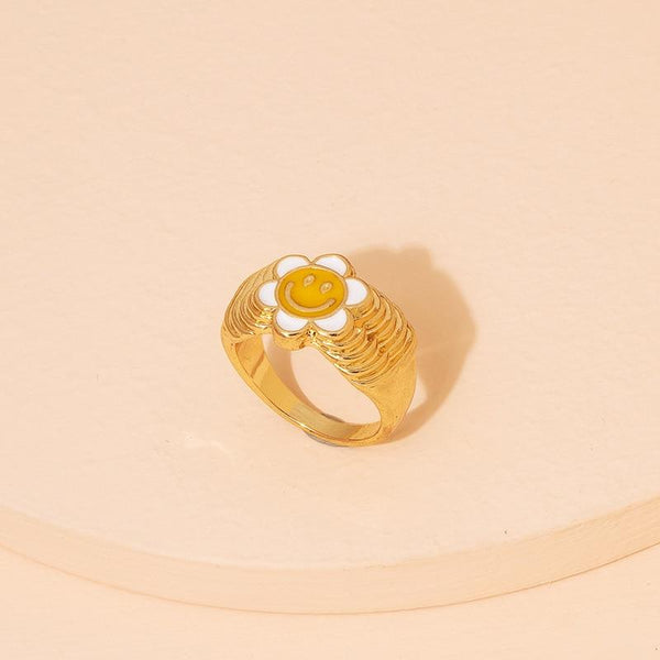 Y2K Jennie Charms Smiley Heart Flower Rings 90s aesthetic - 30% OFF Buy 2 or More No Code Required