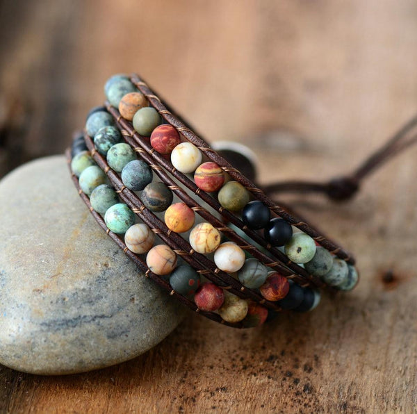 Matte Stone Beaded Wrap Bracelets