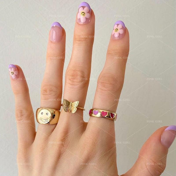 Y2K Heart Butterfly Taiji Rings Metal Fashion Harajuku Vintage Sweet Charms Rings 30% OFF Buy 2 or More No Code Required