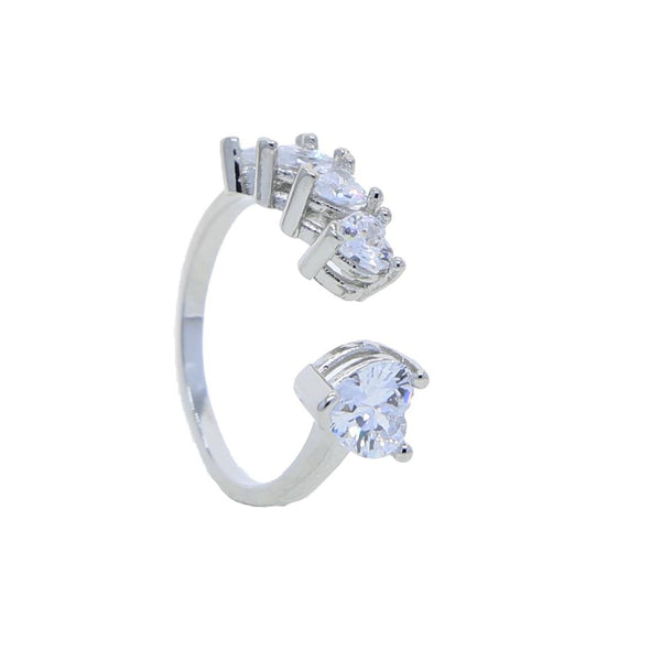 Heart CZ Ring For Women Open Adjusted Size White Pink Cubic Zirconia Finger Fashion Jewelry