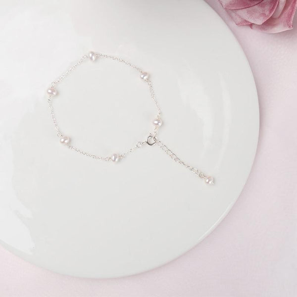 Real 925 sterling silver Chain Bracelet for Girls Women 4-5mm Mini Natural Freshwater Pearls Jewelry Gift