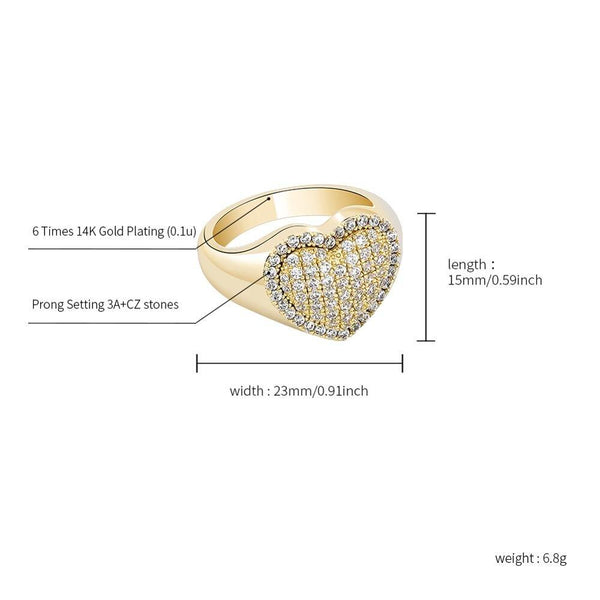 Heart CZ Diamond Iced Out Ring