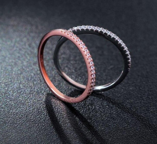 Women Crystal Jewelry Simulated Zircon Party Rings 925 Sterling Silver Ring