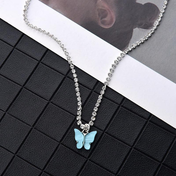 Shiny Butterfly Cahin Choker Necklace Aesthetic 90s