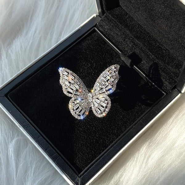 90s Aesthetic Y2K Crystal Butterfly Rings Metal Fashion Colorful Vintage Charms Rings Jewelry Pink Aesthetic - 30% OFF Buy 2 or More No Code Required