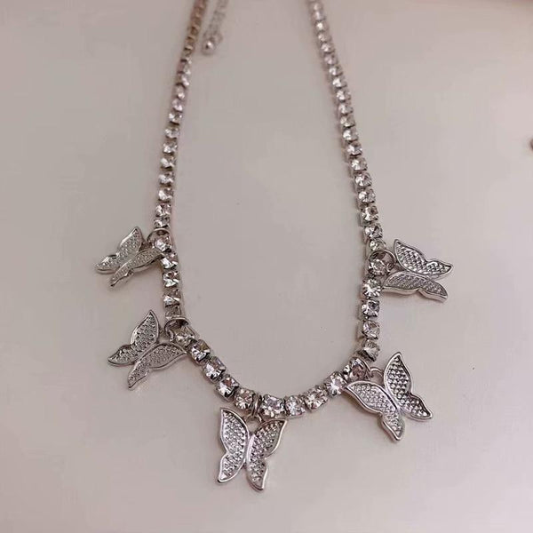 Shiny Butterfly Cahin Choker Necklace Aesthetic 90s