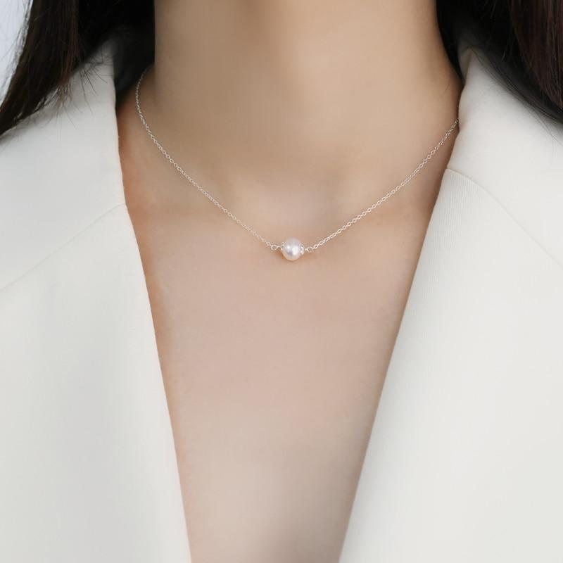 Natural Freshwater Pearl Necklace 100% Genuine 925 Sterling Silver Chain Jewelry for girls women new fashion