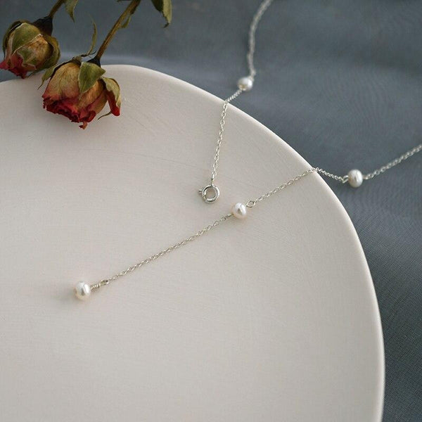 Real 925 Sterling Silver Chain On The Necklace for Women Mini Natural Freshwater Pearls Jewelry Gifts for The New Year