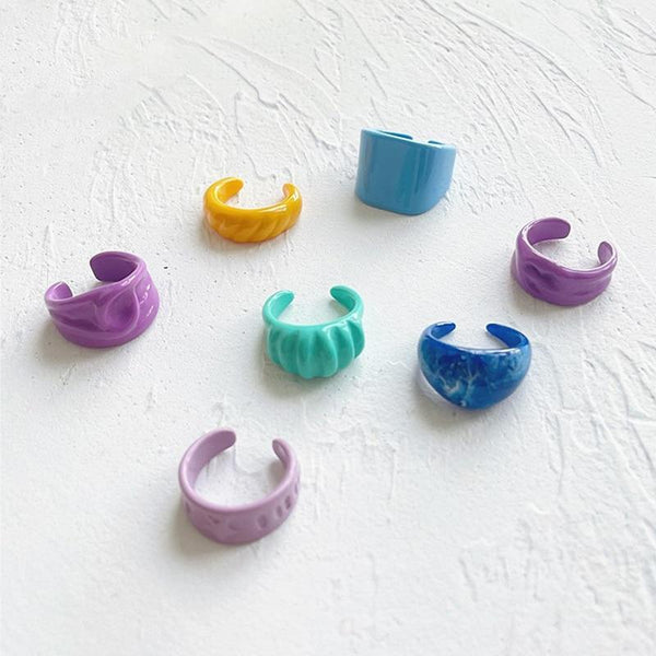 Candy Color Charms Opening Rings Resin Vintage Harajuku Sweet Girl Fashion Rings Jewelry 90s Style - 30% OFF Buy 2 or More No Code Required