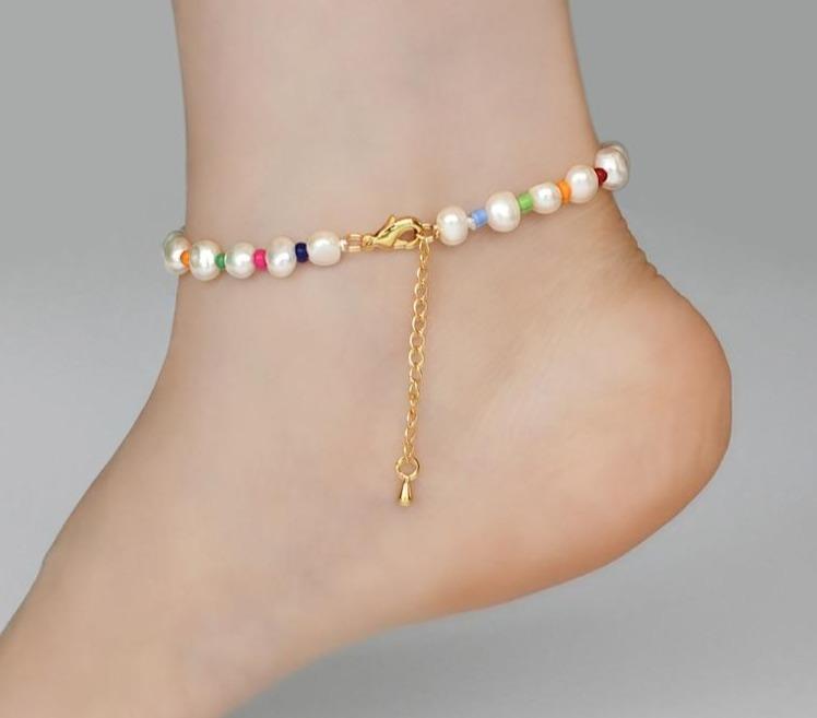 Natural freshwater pearl anklet Charm Anklet for Women Foot Bracelet Jewelry Minimalist Jewelry