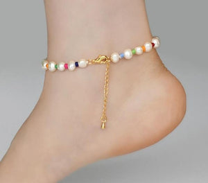 Natural freshwater pearl anklet Charm Anklet for Women Foot Bracelet Jewelry Minimalist Jewelry