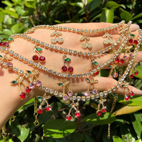 Cherry Charm CZ Diamond Necklace