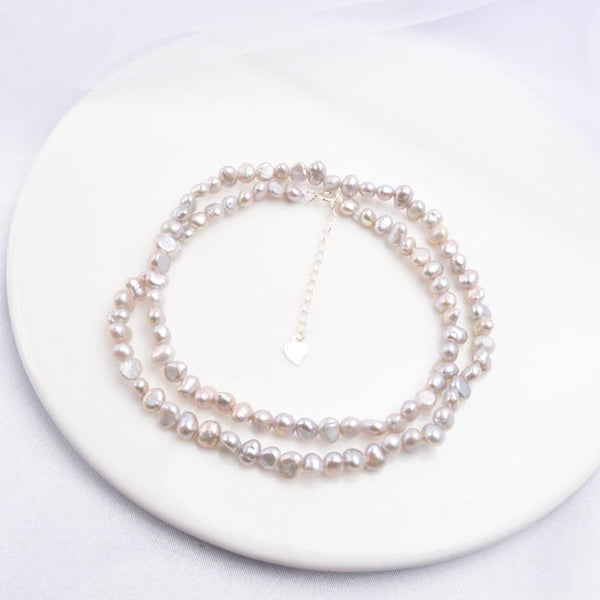 Women wedding 925 Silver Baroque pearl Jewelry Natural Freshwater Pearl Choker Necklace Clasp 2021 trend