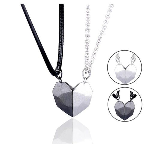 2Pcs Magnetic Couple Heart Necklace