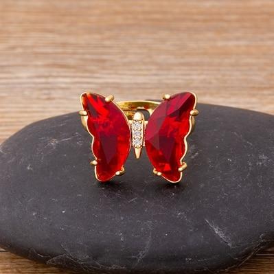 New Clear Crystal Adjustable Butterfly Ring