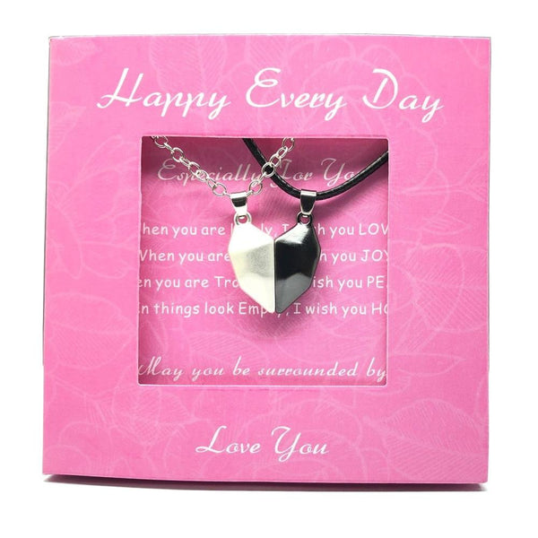2Pcs Magnetic Couple Heart Necklace