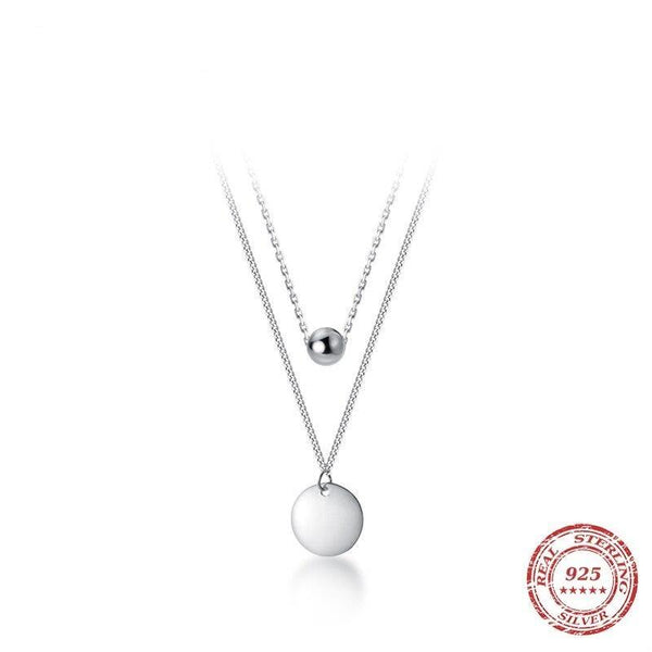 Minimalist Design Beads Ball Coin 925 Sterling Silver Pendant for Women Girl Layered Basic Chain Necklace Fine Jewelry