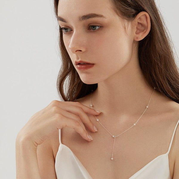 Real 925 Sterling Silver Chain On The Necklace for Women Mini Natural Freshwater Pearls Jewelry Gifts for The New Year